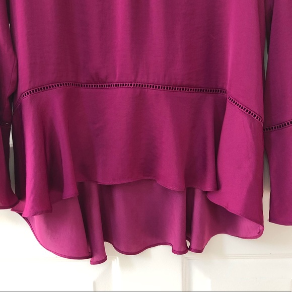 Mossimo High/Low Top in Burgundy w/Peplum Style Bottom & Bell Sleeves - Picture 8 of 11